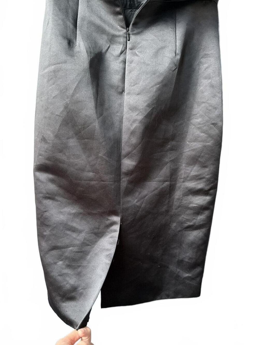 ASOS Black Satin Sculptural Ruched Cocktail Prom Dress - Picture 5 of 7
